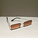 Óculos de sol retangular feminino masculino armação metal quadrado sem aro cores filtro uv