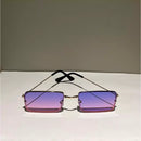 Óculos de sol retangular feminino masculino armação metal quadrado sem aro cores filtro uv