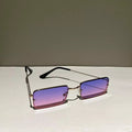 Óculos de sol retangular feminino masculino armação metal quadrado sem aro cores filtro uv