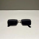 Óculos de sol retangular feminino masculino armação metal quadrado sem aro cores filtro uv