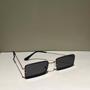 Óculos de sol retangular feminino masculino armação metal quadrado sem aro cores filtro uv