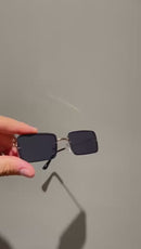 Óculos de sol retangular feminino masculino armação metal quadrado sem aro cores filtro uv